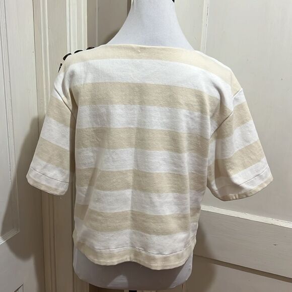 Single Thread Boxy Cropped Heavy Weight Striped Tee womens Medium Nice! - Picture 3 of 6